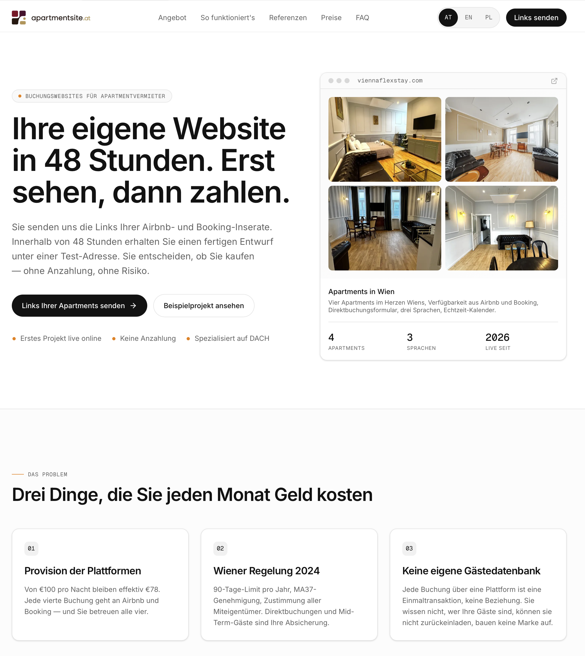 apartmentsite.at — Sales Landing für DACH-Operatoren