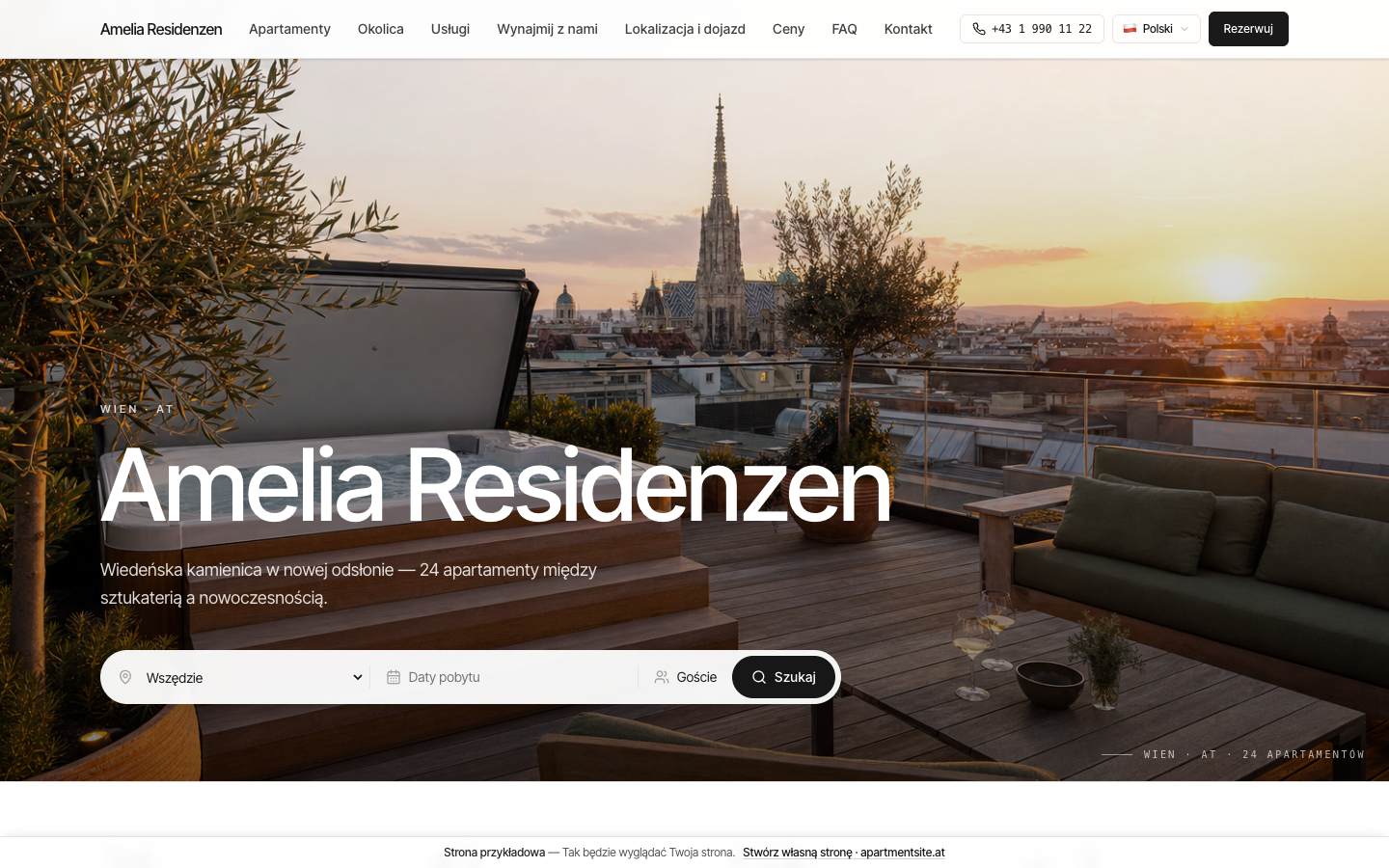 Amelia Residenzen — showroom apartmentsite, Wiedeń