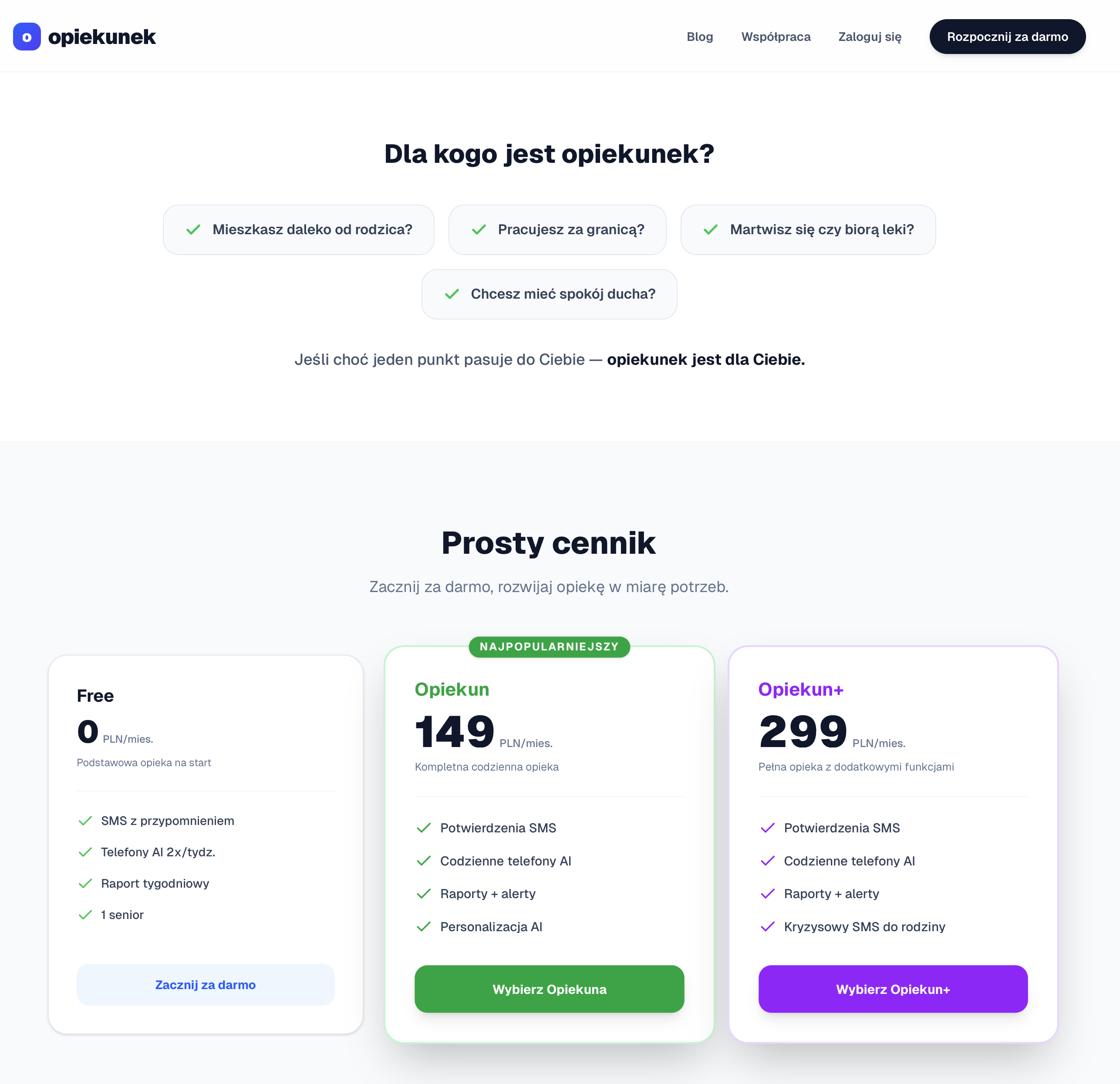 V1 Preise — Free / 149 / 299 PLN