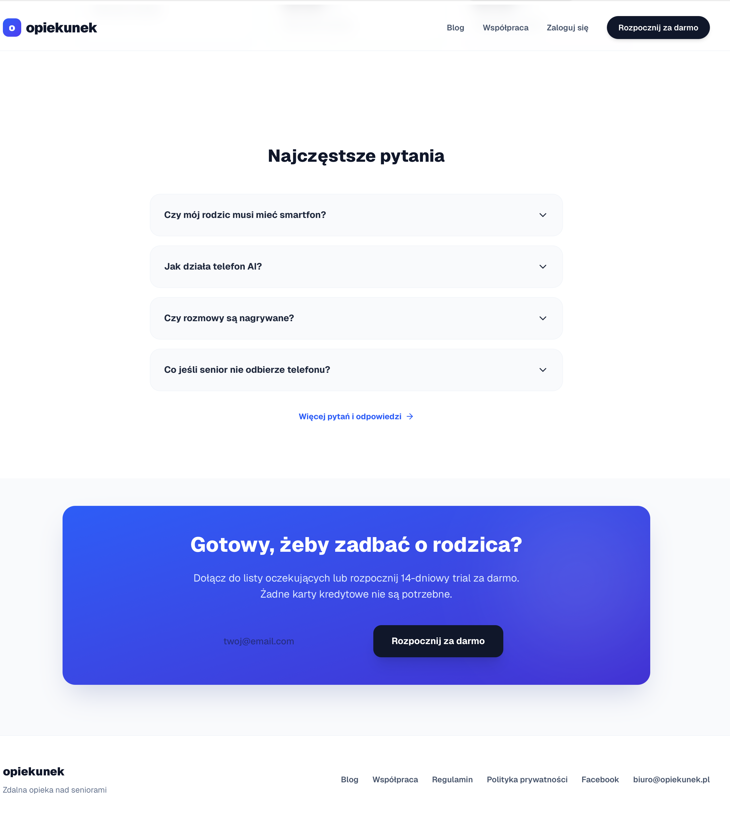 V1 FAQ und CTA